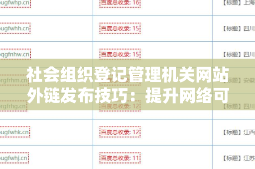 社会组织登记管理机关网站外链发布技巧：提升网络可见度的关键