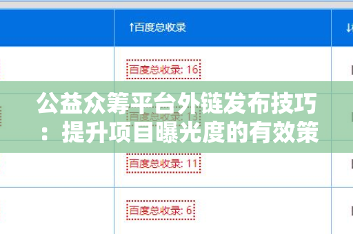 公益众筹平台外链发布技巧：提升项目曝光度的有效策略