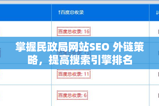 掌握民政局网站SEO 外链策略，提高搜索引擎排名