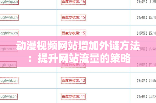 动漫视频网站增加外链方法：提升网站流量的策略
