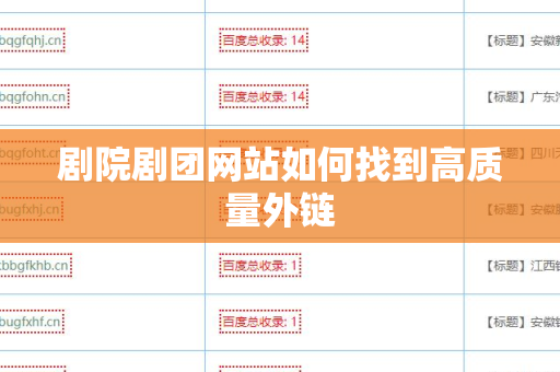 剧院剧团网站如何找到高质量外链