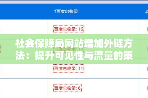 社会保障局网站增加外链方法：提升可见性与流量的策略