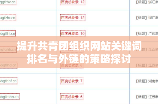 提升共青团组织网站关键词排名与外链的策略探讨