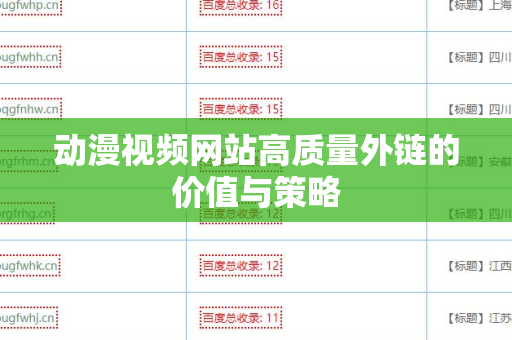 动漫视频网站高质量外链的价值与策略
