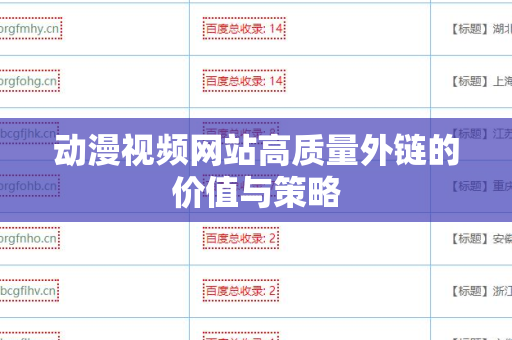 动漫视频网站高质量外链的价值与策略