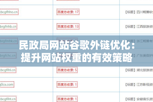 民政局网站谷歌外链优化：提升网站权重的有效策略