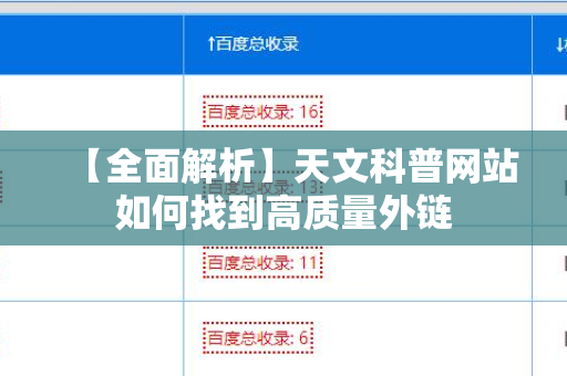 【全面解析】天文科普网站如何找到高质量外链