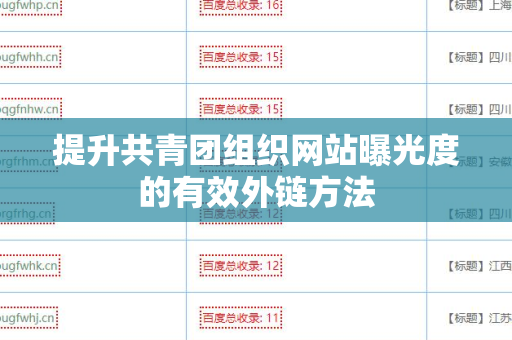 提升共青团组织网站曝光度的有效外链方法