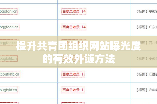 提升共青团组织网站曝光度的有效外链方法