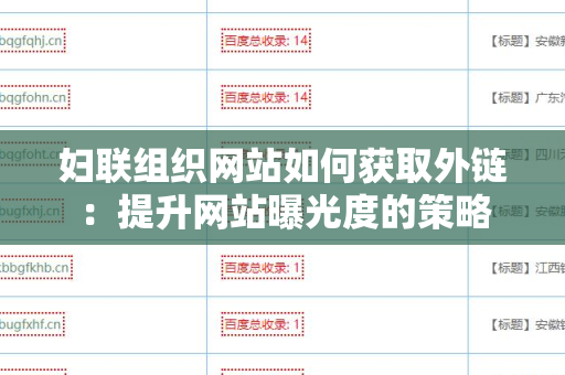 妇联组织网站如何获取外链：提升网站曝光度的策略