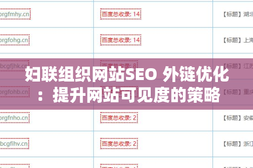 妇联组织网站SEO 外链优化：提升网站可见度的策略