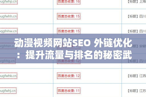 动漫视频网站SEO 外链优化：提升流量与排名的秘密武器