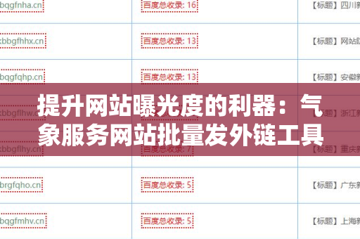提升网站曝光度的利器：气象服务网站批量发外链工具