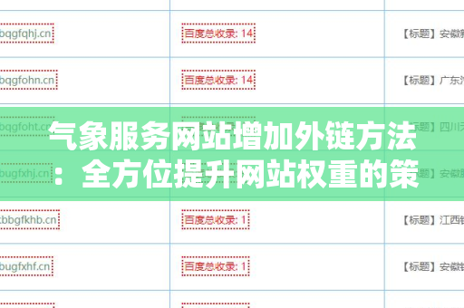 气象服务网站增加外链方法：全方位提升网站权重的策略