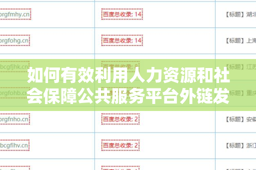如何有效利用人力资源和社会保障公共服务平台外链发布技巧