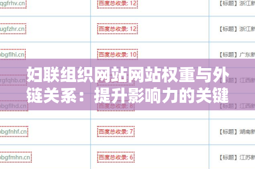 妇联组织网站网站权重与外链关系：提升影响力的关键
