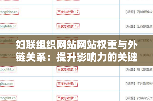妇联组织网站网站权重与外链关系：提升影响力的关键