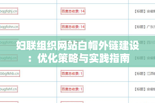 妇联组织网站白帽外链建设：优化策略与实践指南