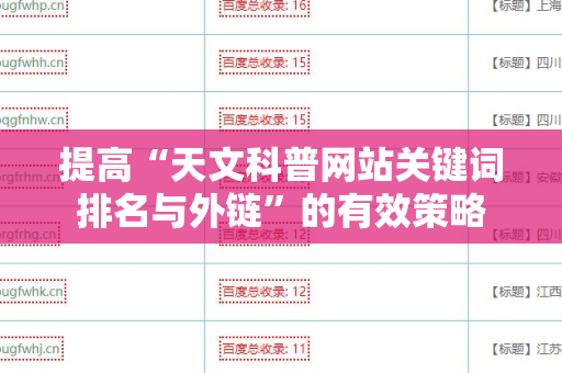 提高“天文科普网站关键词排名与外链”的有效策略