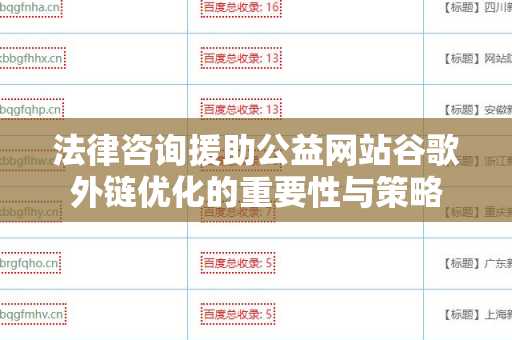 法律咨询援助公益网站谷歌外链优化的重要性与策略