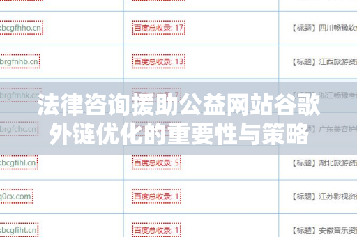 法律咨询援助公益网站谷歌外链优化的重要性与策略