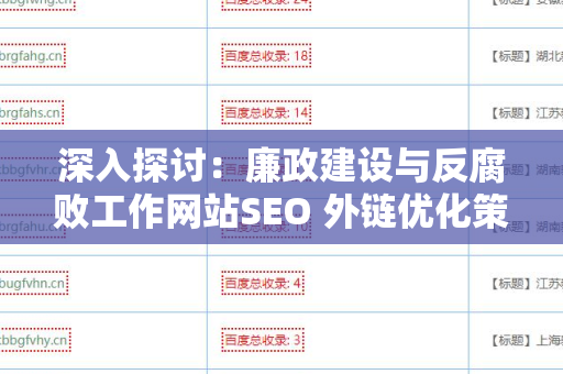 深入探讨：廉政建设与反腐败工作网站SEO 外链优化策略
