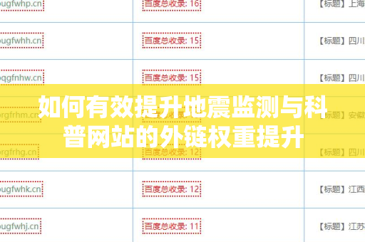 如何有效提升地震监测与科普网站的外链权重提升
