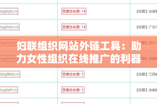 妇联组织网站外链工具：助力女性组织在线推广的利器