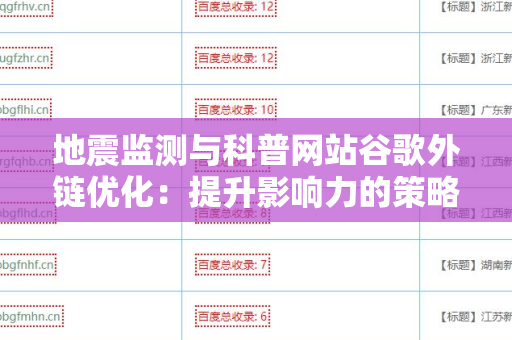 地震监测与科普网站谷歌外链优化：提升影响力的策略
