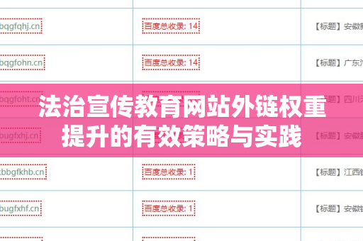 法治宣传教育网站外链权重提升的有效策略与实践