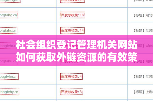 社会组织登记管理机关网站如何获取外链资源的有效策略
