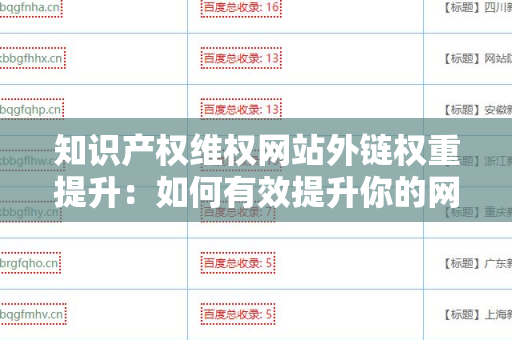知识产权维权网站外链权重提升：如何有效提升你的网站权重？