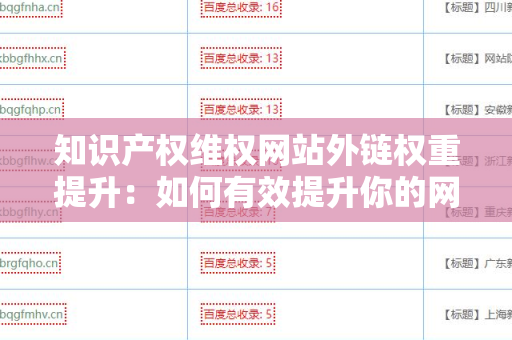知识产权维权网站外链权重提升：如何有效提升你的网站权重？