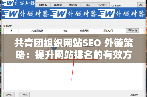 共青团组织网站SEO 外链策略：提升网站排名的有效方法