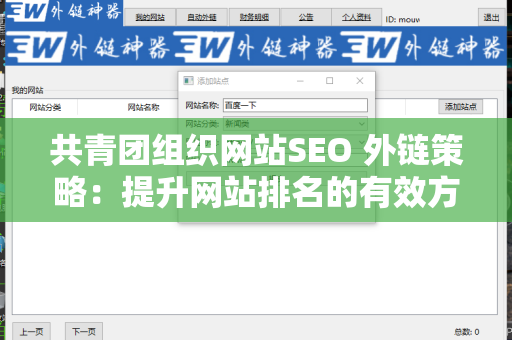 共青团组织网站SEO 外链策略：提升网站排名的有效方法