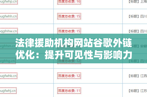 法律援助机构网站谷歌外链优化：提升可见性与影响力的策略