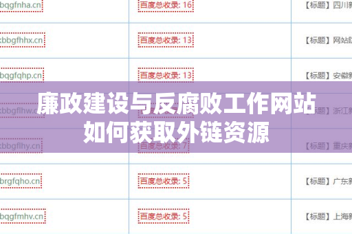 廉政建设与反腐败工作网站如何获取外链资源