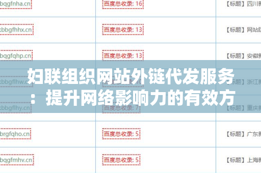 妇联组织网站外链代发服务：提升网络影响力的有效方式