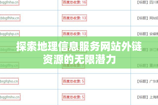 探索地理信息服务网站外链资源的无限潜力
