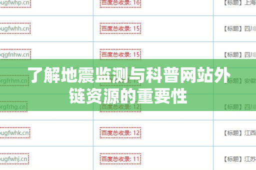 了解地震监测与科普网站外链资源的重要性