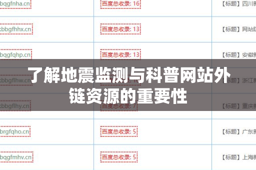 了解地震监测与科普网站外链资源的重要性