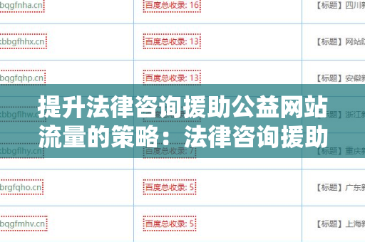 提升法律咨询援助公益网站流量的策略：法律咨询援助公益网站增加外链方法
