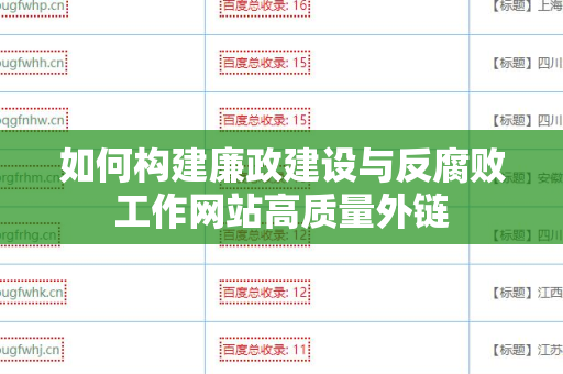如何构建廉政建设与反腐败工作网站高质量外链