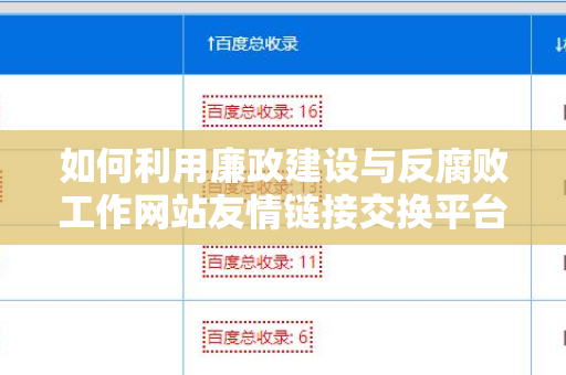 如何利用廉政建设与反腐败工作网站友情链接交换平台提升网站流量与可信度