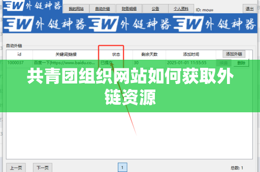 共青团组织网站如何获取外链资源