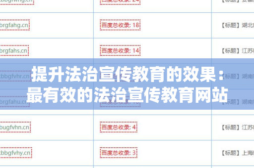 提升法治宣传教育的效果：最有效的法治宣传教育网站外链工具