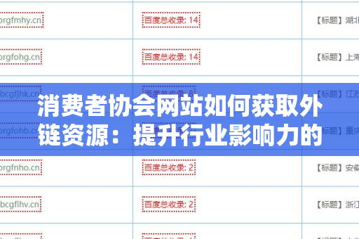 消费者协会网站如何获取外链资源：提升行业影响力的策略