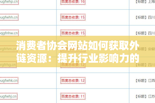 消费者协会网站如何获取外链资源：提升行业影响力的策略
