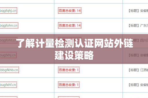 了解计量检测认证网站外链建设策略