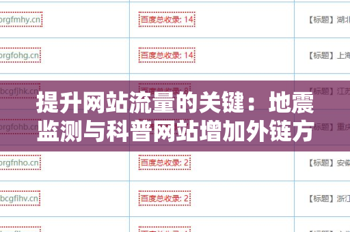 提升网站流量的关键：地震监测与科普网站增加外链方法